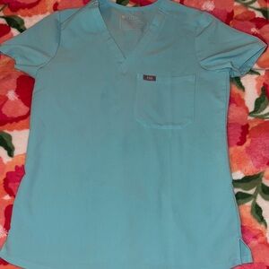 FIGS Catarina Aqua V-Neck Scrub Top